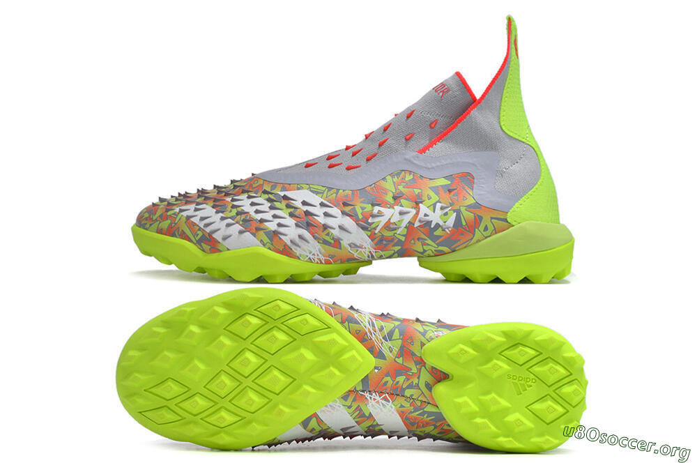 Adidas Predator Freak+ TF Football Shoes - Grey/Red/Yellow 1