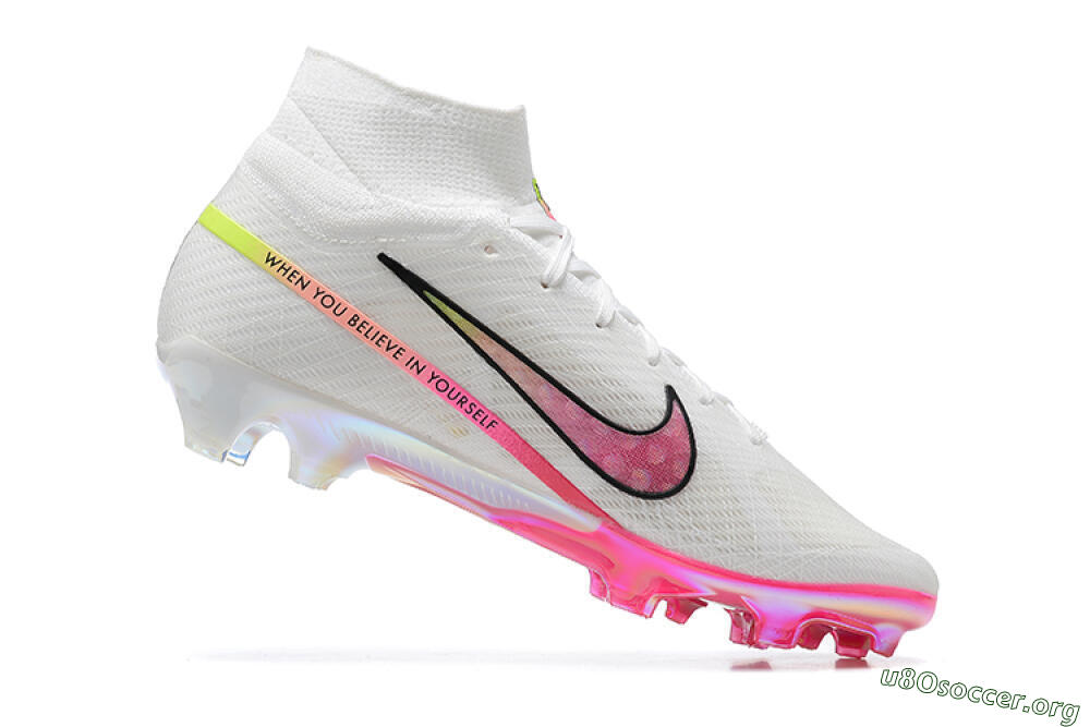 Nike Air Zoom Mercurial Superfly 9 Elite FG Football Boots - White/Pink/Black/Yellow 6