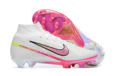 Nike Air Zoom Mercurial Superfly 9 Elite FG Football Boots - White/Pink/Black/Yellow
