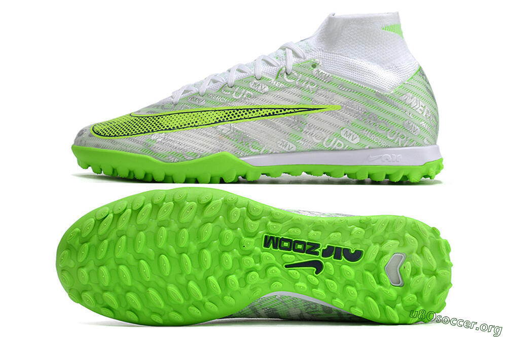 Nike Air Zoom Mercurial Superfly 9 Elite TF Football Shoes - Green/White/Silver 1