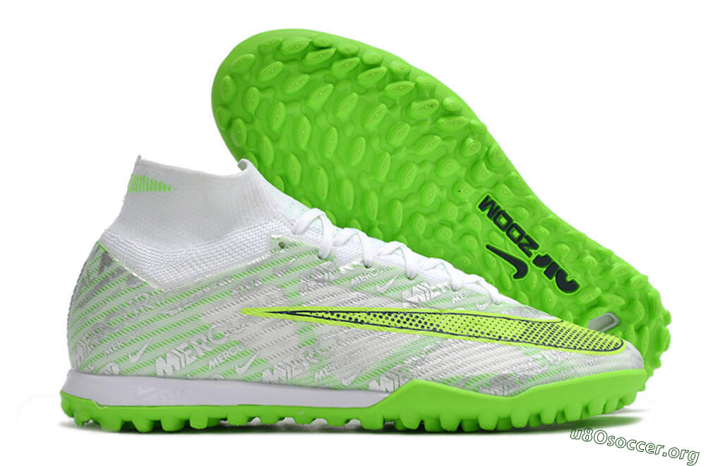 Nike Air Zoom Mercurial Superfly 9 Elite TF Football Shoes - Green/White/Silver 2