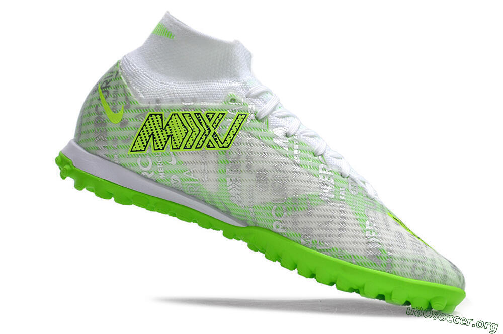 Nike Air Zoom Mercurial Superfly 9 Elite TF Football Shoes - Green/White/Silver 4
