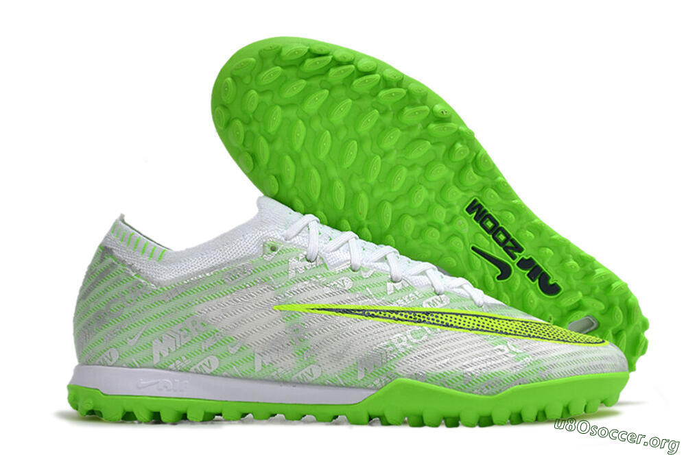 Nike Air Zoom Mercurial Vapor 15 Elite TF Football Shoes - Green/White/Silver 2
