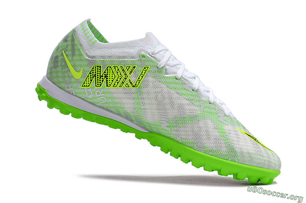 Nike Air Zoom Mercurial Vapor 15 Elite TF Football Shoes - Green/White/Silver 4