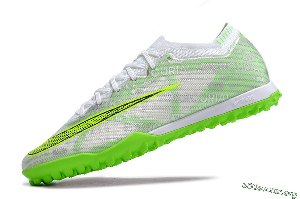 Nike Air Zoom Mercurial Vapor 15 Elite TF Football Shoes - Green/White/Silver 5