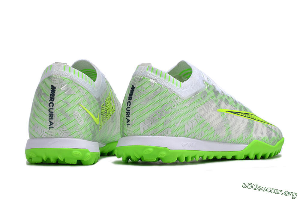 Nike Air Zoom Mercurial Vapor 15 Elite TF Football Shoes - Green/White/Silver 6