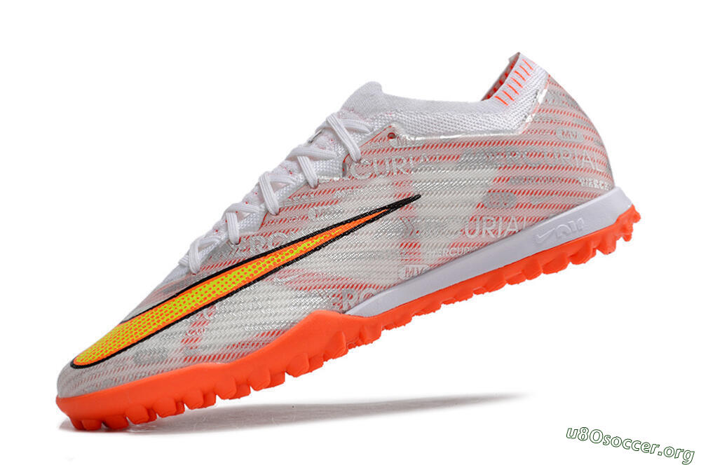 Nike Air Zoom Mercurial Vapor 15 Elite TF Football Shoes - Orange/White/Silver 5