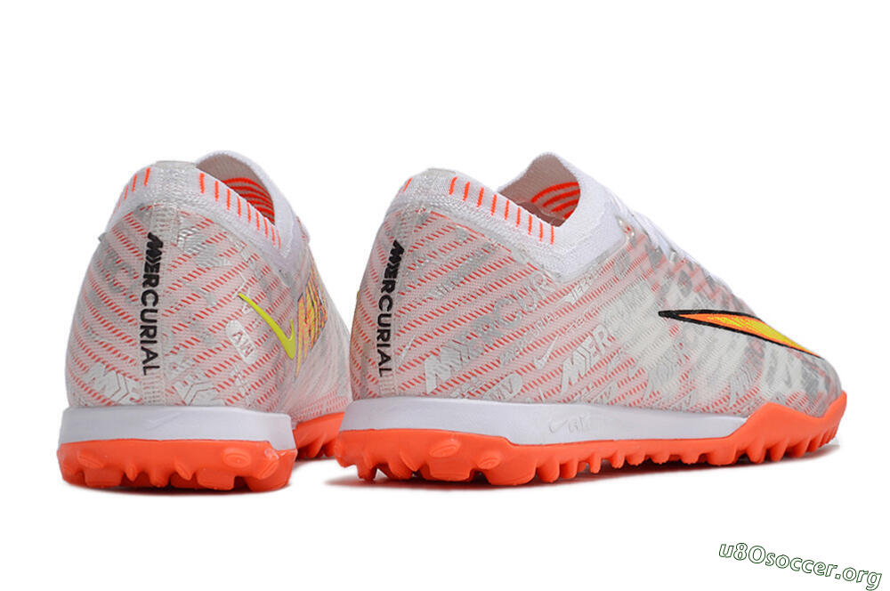 Nike Air Zoom Mercurial Vapor 15 Elite TF Football Shoes - Orange/White/Silver 6