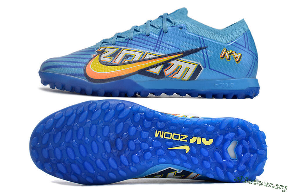 Kylian Mbappe x Nike Air Zoom Mercurial Vapor 15 Elite TF Football Shoes - Blue/Yellow/Black 1