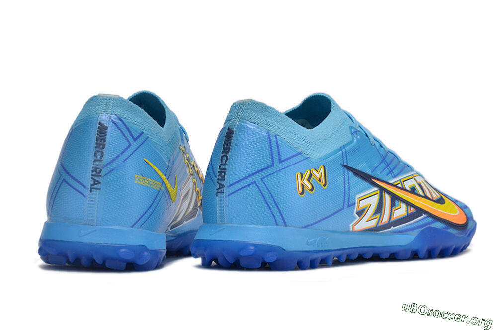 Kylian Mbappe x Nike Air Zoom Mercurial Vapor 15 Elite TF Football Shoes - Blue/Yellow/Black 6