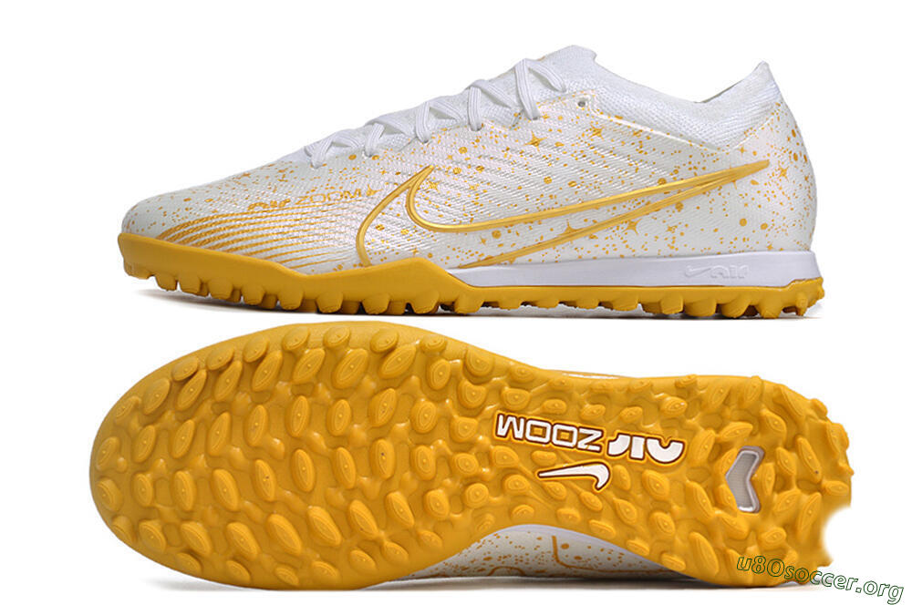 Nike Air Zoom Mercurial Vapor 15 Elite TF Football Shoes - White/Gold 1