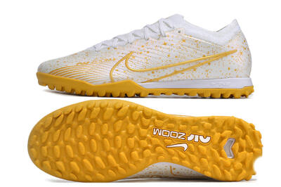 Nike Air Zoom Mercurial Vapor 15 Elite TF Football Shoes - White/Gold