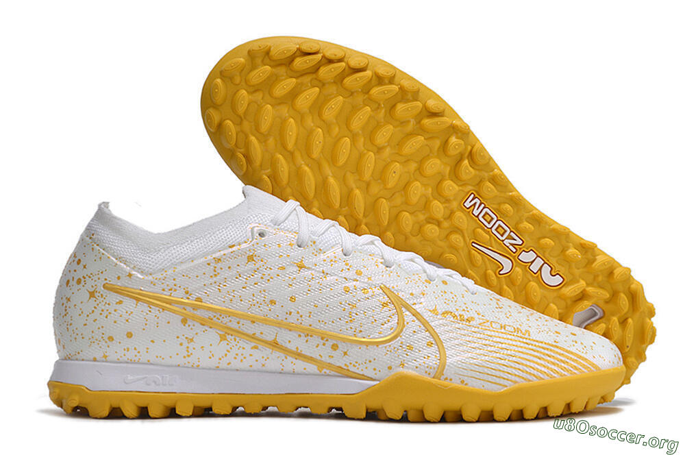Nike Air Zoom Mercurial Vapor 15 Elite TF Football Shoes - White/Gold 2