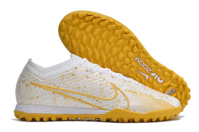 Nike Air Zoom Mercurial Vapor 15 Elite TF Football Shoes - White/Gold