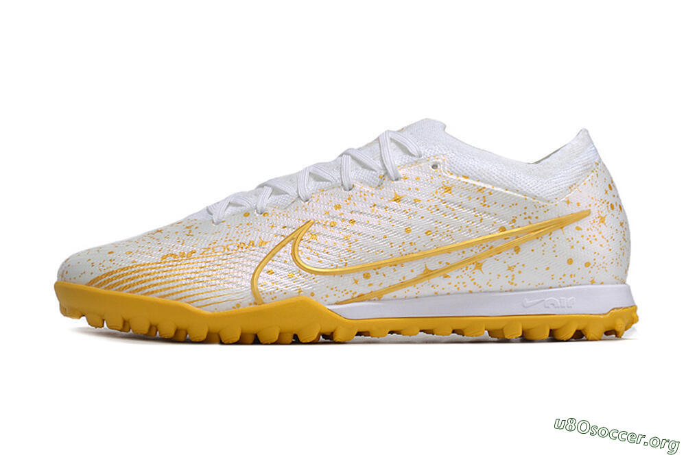 Nike Air Zoom Mercurial Vapor 15 Elite TF Football Shoes - White/Gold 3