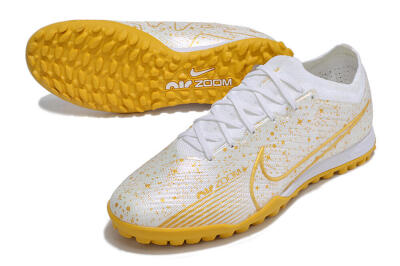 Nike Air Zoom Mercurial Vapor 15 Elite TF Football Shoes - White/Gold