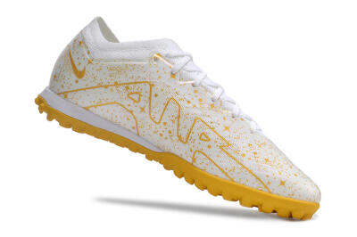 Nike Air Zoom Mercurial Vapor 15 Elite TF Football Shoes - White/Gold