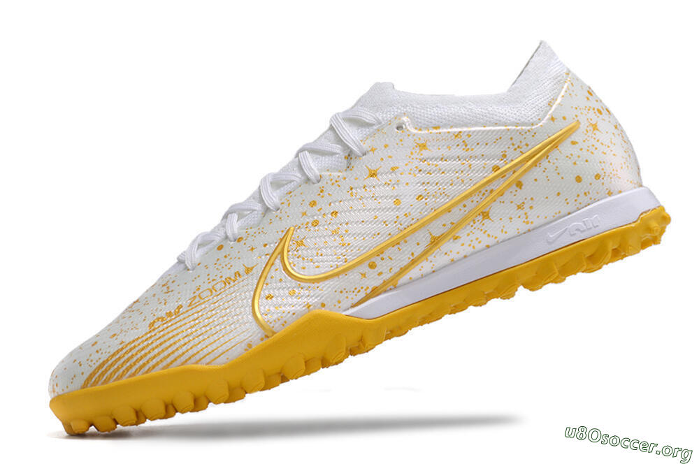 Nike Air Zoom Mercurial Vapor 15 Elite TF Football Shoes - White/Gold 5