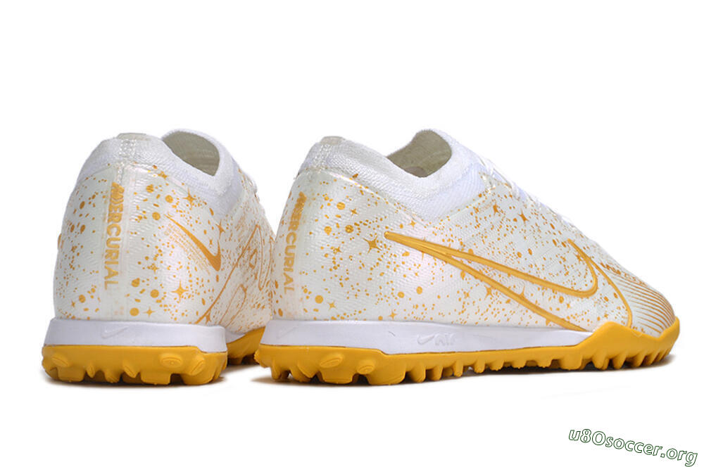 Nike Air Zoom Mercurial Vapor 15 Elite TF Football Shoes - White/Gold 6