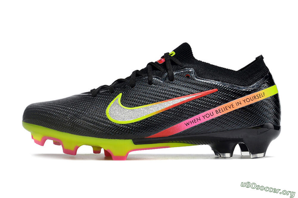 Nike Air Zoom Mercurial Vapor 15 Elite FG Football Boots - Black/Silver/Green/Red 3