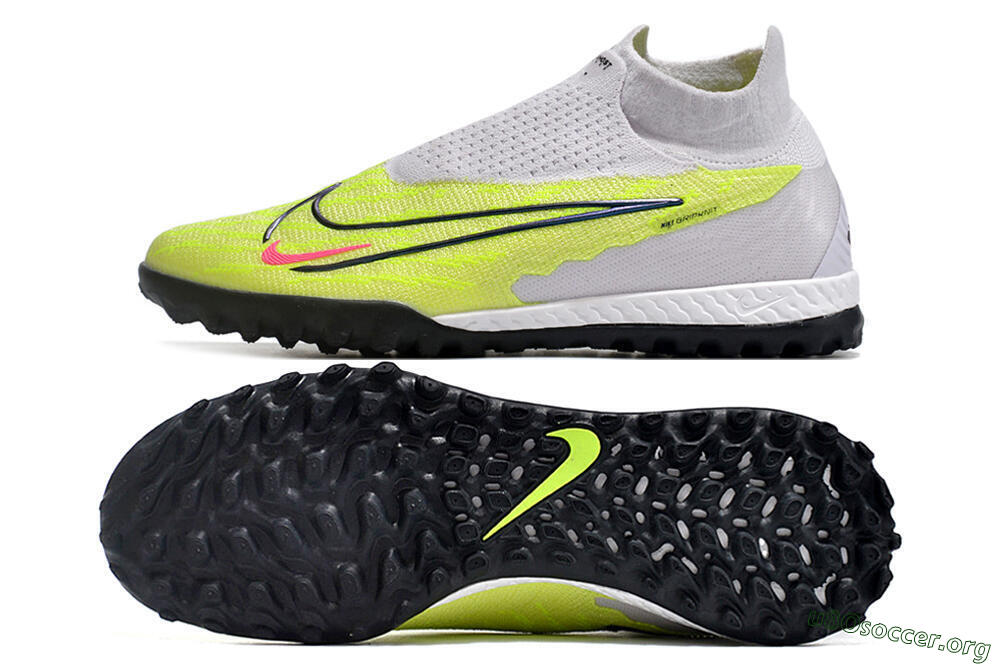 Nike Phantom GX Elite DF Link TF Football Shoes - Grey/Green/Pink 1