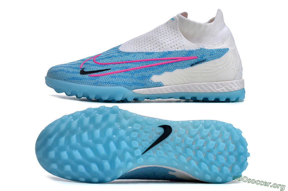 Nike Phantom GX Elite DF Link TF Football Shoes - White/Blue/Pink 1