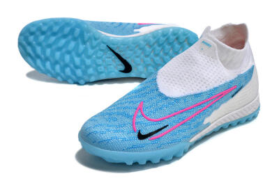 Nike Phantom GX Elite DF Link TF Football Shoes - White/Blue/Pink