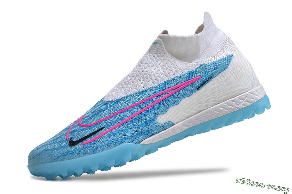Nike Phantom GX Elite DF Link TF Football Shoes - White/Blue/Pink 5