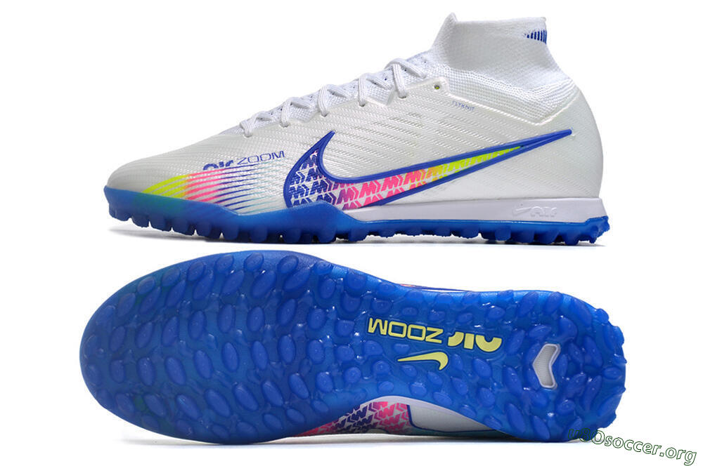 Nike Air Zoom Mercurial Superfly 9 Elite TF Football Shoes - White/Blue/Pink 1