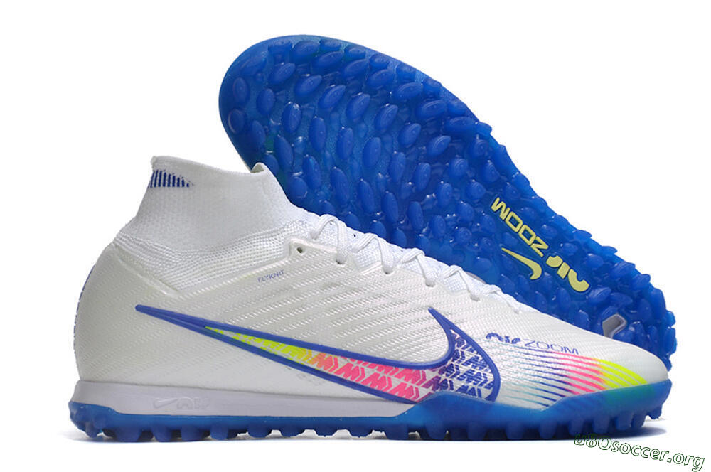Nike Air Zoom Mercurial Superfly 9 Elite TF Football Shoes - White/Blue/Pink 2