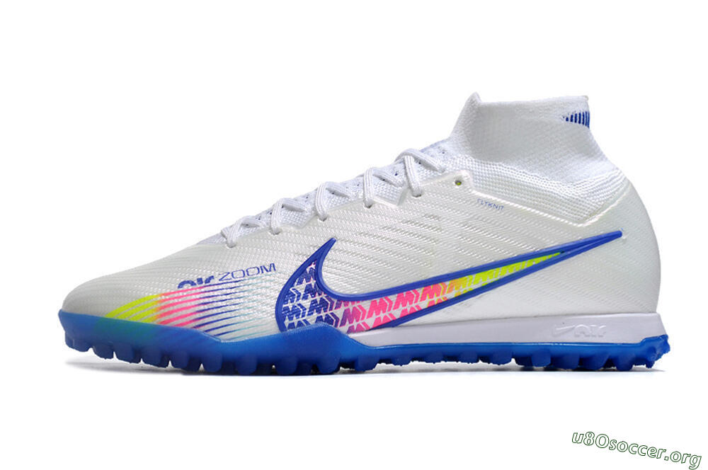 Nike Air Zoom Mercurial Superfly 9 Elite TF Football Shoes - White/Blue/Pink 3