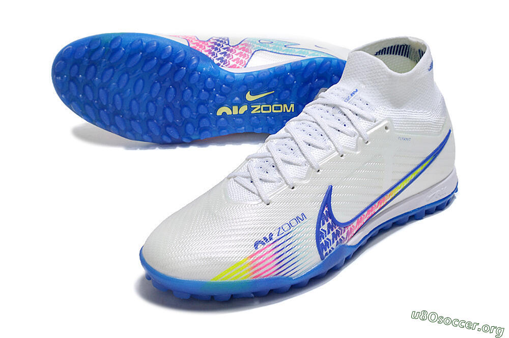 Nike Air Zoom Mercurial Superfly 9 Elite TF Football Shoes - White/Blue/Pink 0