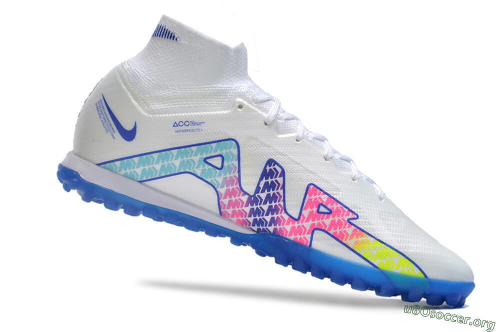 Nike Air Zoom Mercurial Superfly 9 Elite TF Football Shoes - White/Blue/Pink 4