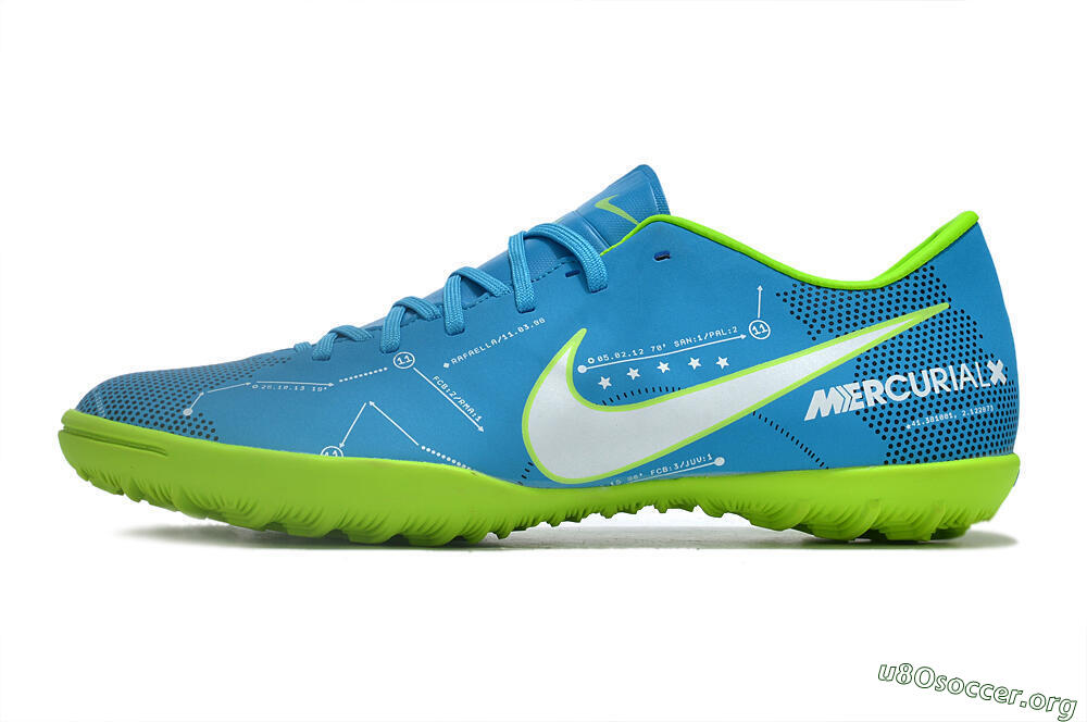 NIke Mercuricalx Victory 6 TF Football Shoes - Blue/Silver/Green 3