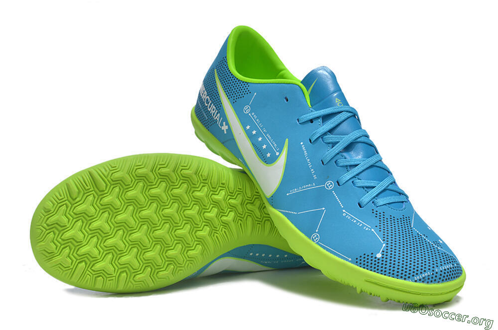 NIke Mercuricalx Victory 6 TF Football Shoes - Blue/Silver/Green 0