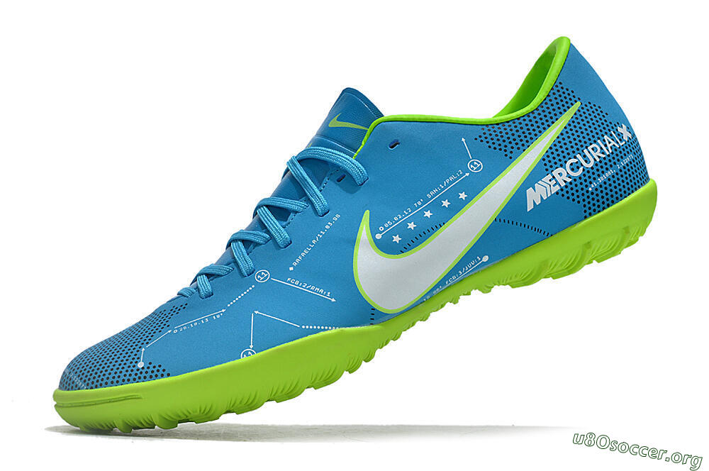 NIke Mercuricalx Victory 6 TF Football Shoes - Blue/Silver/Green 5