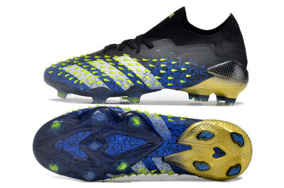 Adidas Predator Freak.1 Low FG Football Boots - Black/Blue/Green