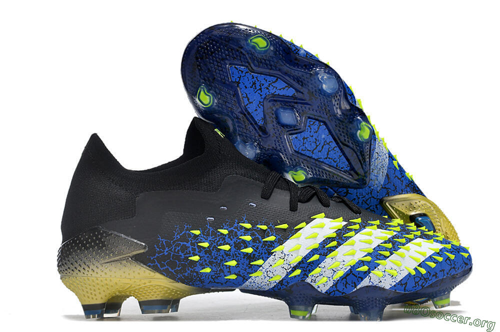 Adidas Predator Freak.1 Low FG Football Boots - Black/Blue/Green 2