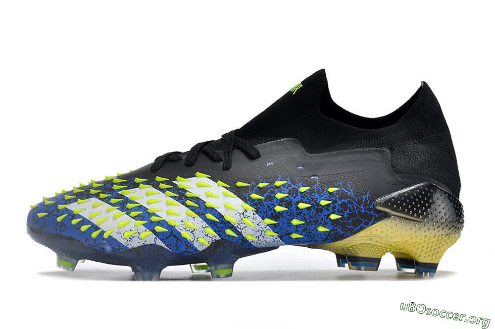 Adidas Predator Freak.1 Low FG Football Boots - Black/Blue/Green 3