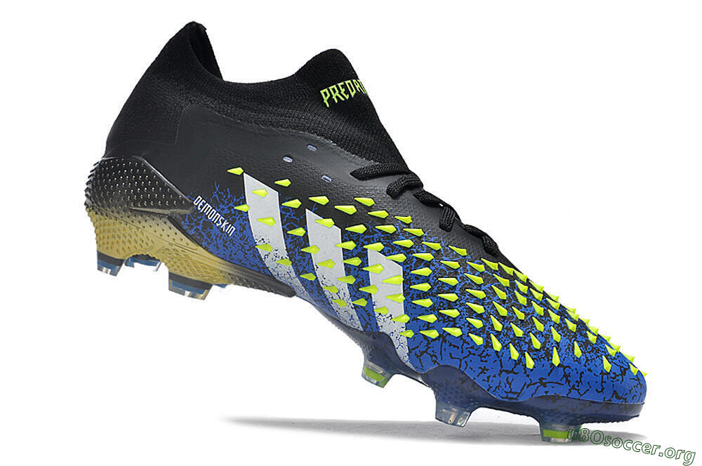 Adidas Predator Freak.1 Low FG Football Boots - Black/Blue/Green 4