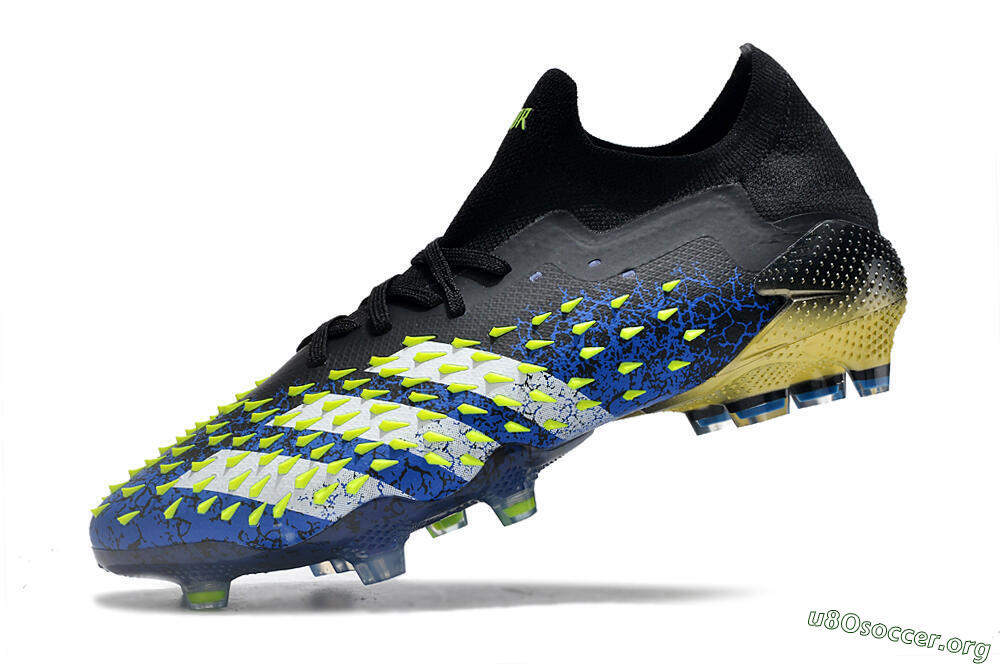 Adidas Predator Freak.1 Low FG Football Boots - Black/Blue/Green 5
