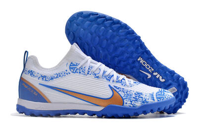 Nike Air Zoom Mercurial Vapor 15 Pro TF Football Shoes - White/Blue/Gold
