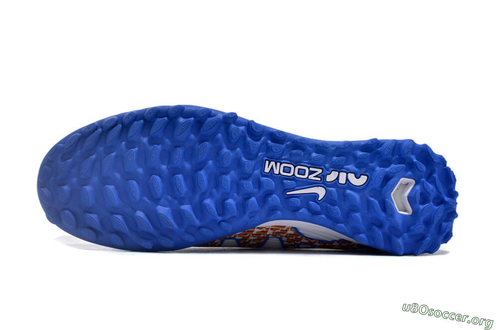 Nike Air Zoom Mercurial Vapor 15 Pro TF Football Shoes - White/Blue/Gold 6