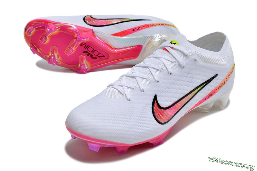Nike Air Zoom Mercurial Vapor 15 Elite FG Football Boots - White/Pink/Black/Yellow 0