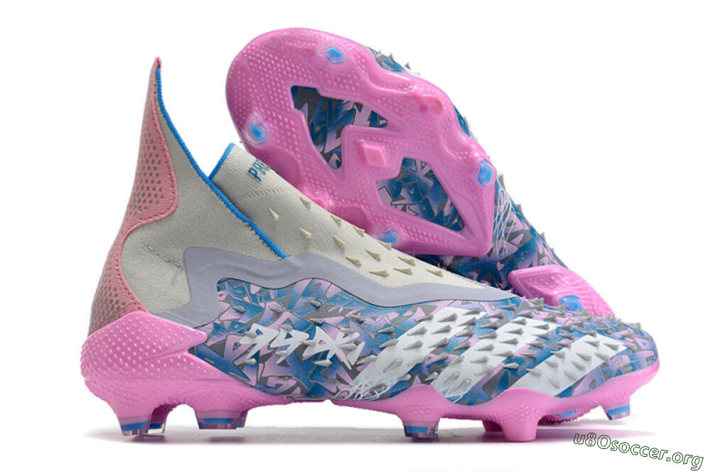 Adidas Predator Freak+ FG Football Boots - Blue/Pink/White/Grey 2