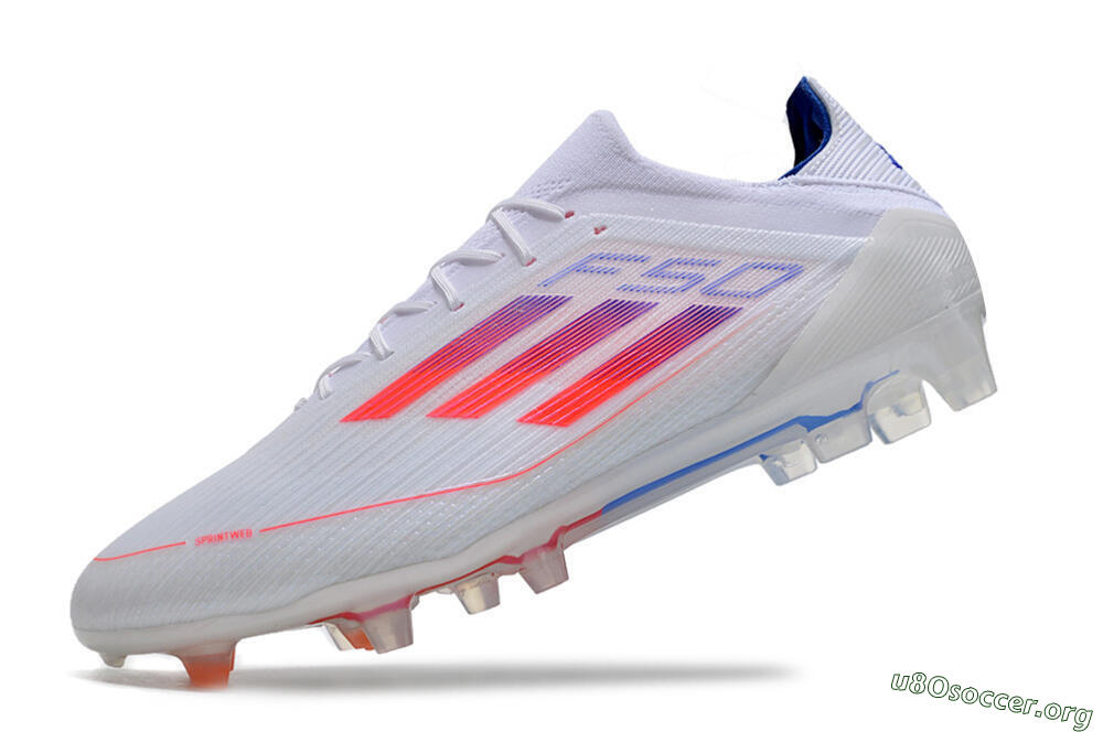 Adidas F50 Adizero FG Football Boots - White/Red/Blue 5