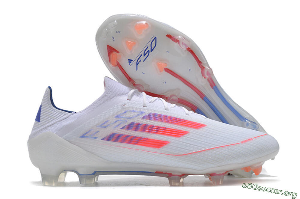 Adidas F50 Adizero FG Football Boots - White/Red/Blue 2
