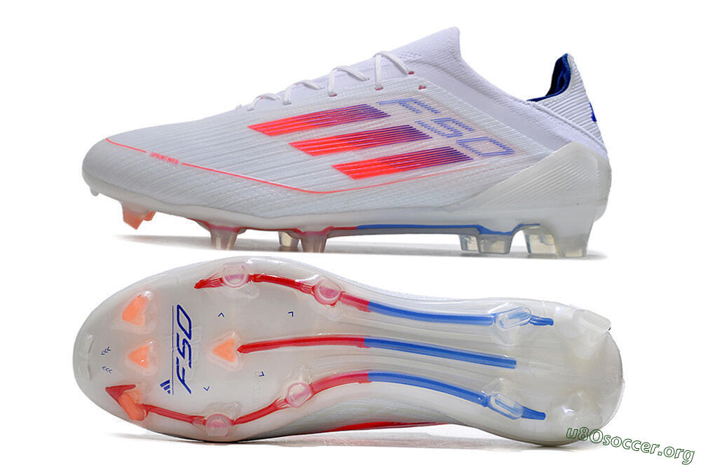 Adidas F50 Adizero FG Football Boots - White/Red/Blue 1
