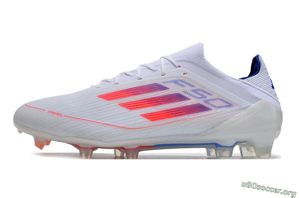 Adidas F50 Adizero FG Football Boots - White/Red/Blue 3