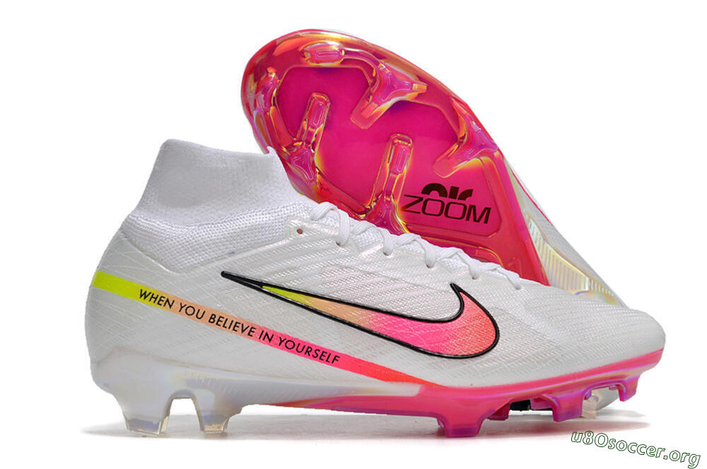 Nike Air Zoom Mercurial Superfly 9 Elite FG Football Boots - White/Pink/Black 2